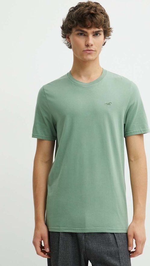 Zielony t-shirt Hollister Co. z bawełny
