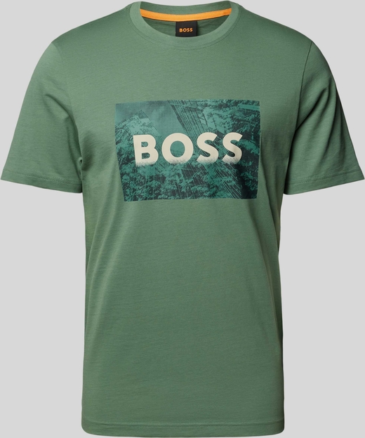 Zielony t-shirt Hugo Boss z bawełny w młodzieżowym stylu