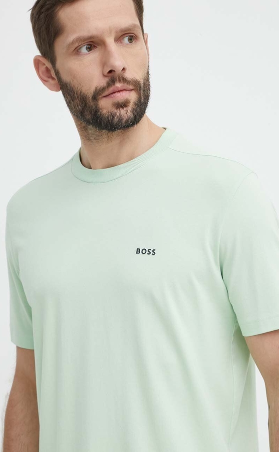 Zielony t-shirt Hugo Boss z nadrukiem w stylu casual z krótkim rękawem