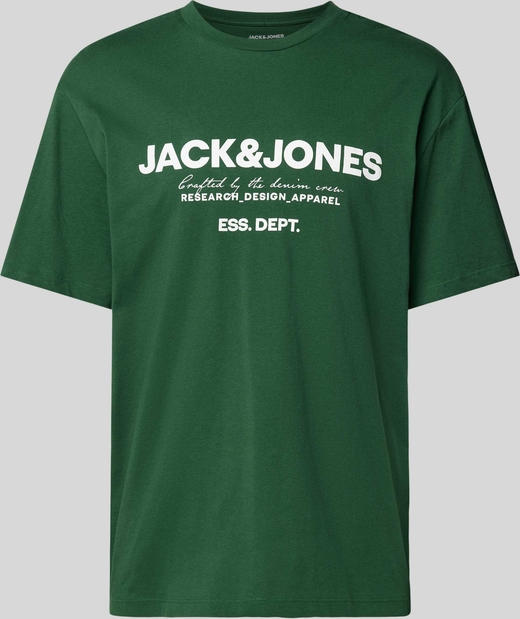 Zielony t-shirt Jack & Jones z bawełny z nadrukiem
