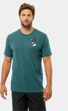 Zielony t-shirt Jack Wolfskin w stylu casual z krótkim rękawem