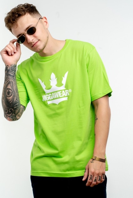 Zielony t-shirt Jigga Wear z krótkim rękawem z bawełny