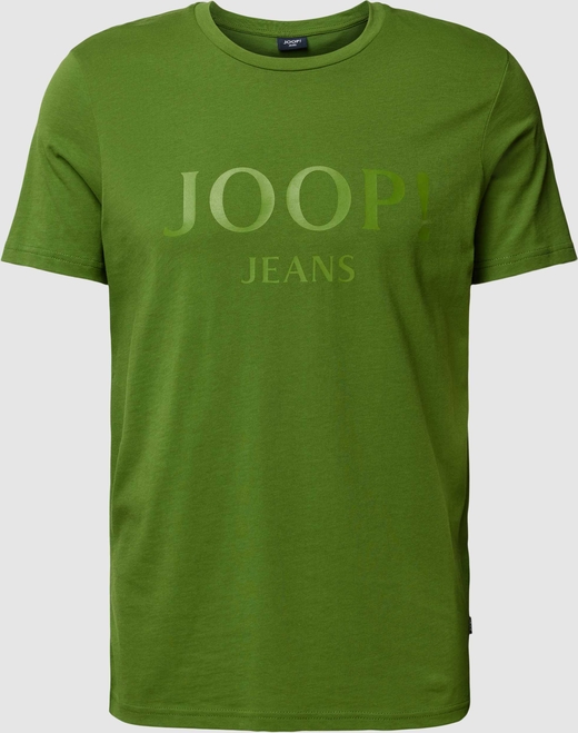 Zielony t-shirt Joop! z nadrukiem z krótkim rękawem z bawełny