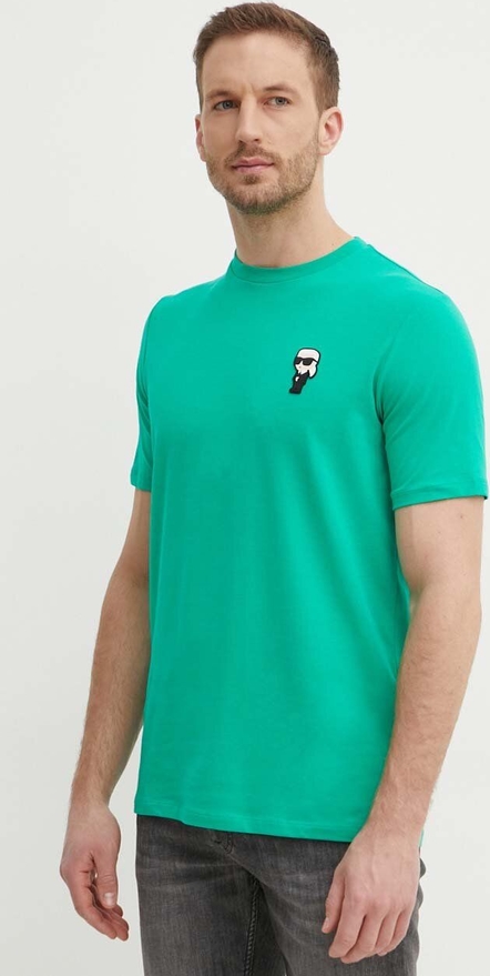 Zielony t-shirt Karl Lagerfeld w stylu casual z krótkim rękawem