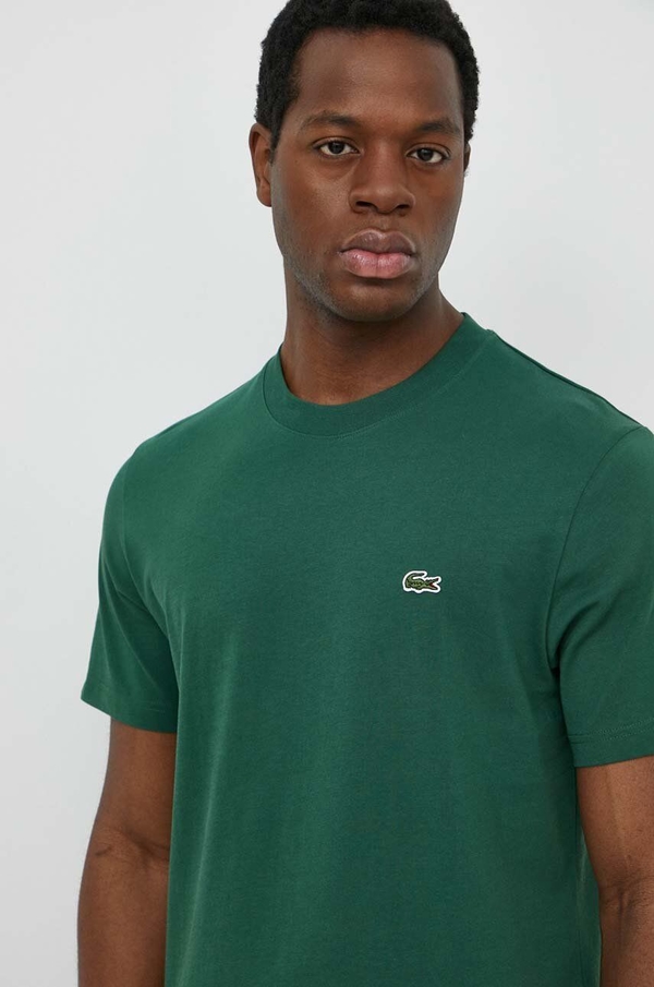 Zielony t-shirt Lacoste w stylu casual z krótkim rękawem z bawełny