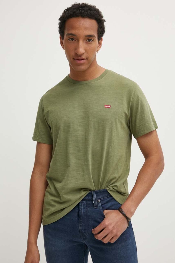 Zielony t-shirt Levis z bawełny