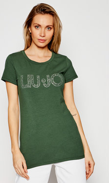 Zielony t-shirt Liu-Jo w młodzieżowym stylu z krótkim rękawem