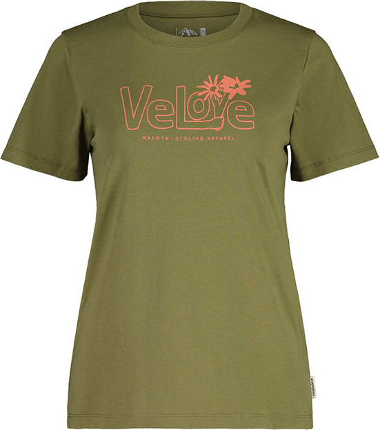 Zielony t-shirt Maloja z krótkim rękawem z okrągłym dekoltem z bawełny