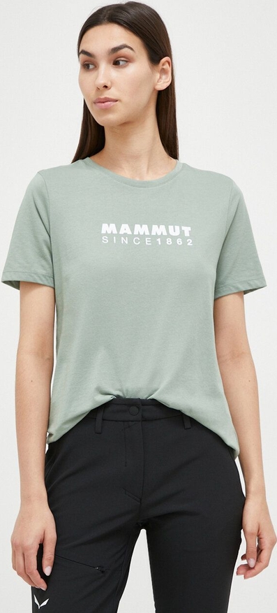 Zielony t-shirt Mammut w sportowym stylu z bawełny
