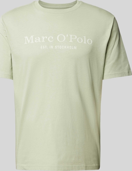 Zielony t-shirt Marc O'Polo z bawełny z krótkim rękawem
