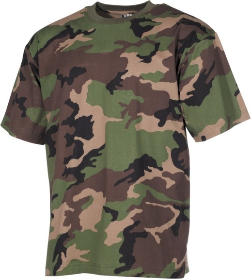 Zielony t-shirt MFH z bawełny z krótkim rękawem w militarnym stylu