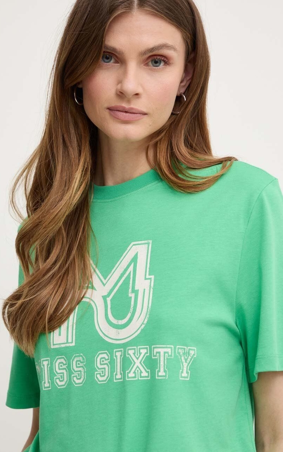 Zielony t-shirt Miss Sixty z krótkim rękawem w młodzieżowym stylu
