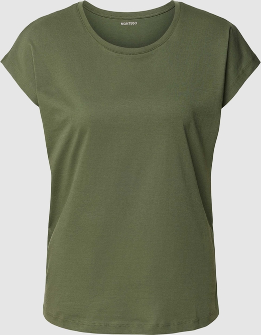 Zielony t-shirt Montego w stylu casual z krótkim rękawem