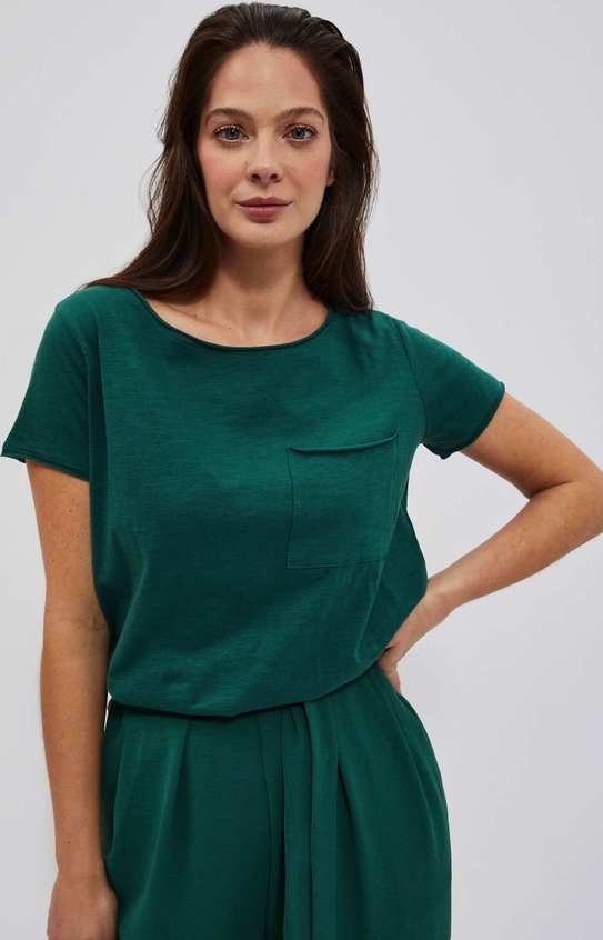 Zielony t-shirt Moodo.pl w stylu casual z okrągłym dekoltem z bawełny