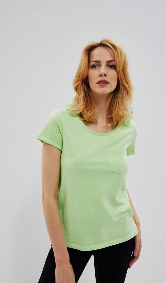 Zielony t-shirt Moodo.pl z okrągłym dekoltem w stylu casual