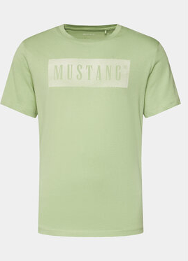 Zielony t-shirt Mustang z krótkim rękawem w młodzieżowym stylu