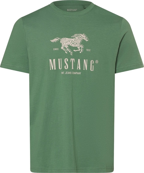 Zielony t-shirt Mustang z nadrukiem
