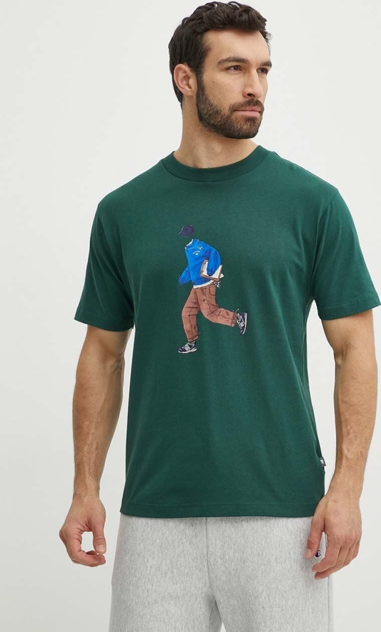 Zielony t-shirt New Balance w młodzieżowym stylu z bawełny