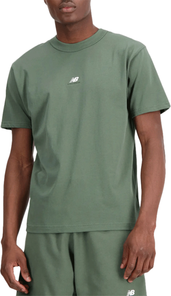 Zielony t-shirt New Balance z bawełny w stylu klasycznym