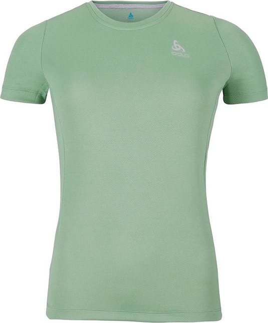 Zielony t-shirt ODLO z krótkim rękawem w sportowym stylu z okrągłym dekoltem