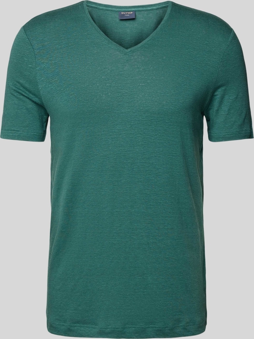 Zielony t-shirt Olymp Level Five w stylu casual z krótkim rękawem z bawełny