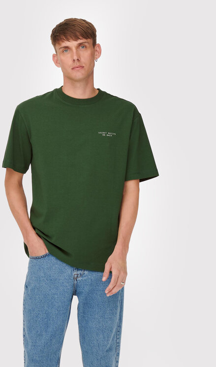 Zielony t-shirt Only & Sons z krótkim rękawem