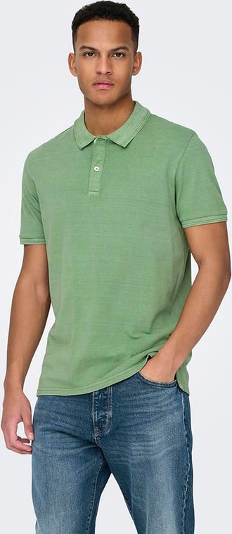Zielony t-shirt Only & Sons z krótkim rękawem z bawełny