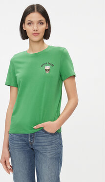 Zielony t-shirt Only w młodzieżowym stylu z krótkim rękawem
