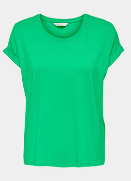 Zielony t-shirt Only z okrągłym dekoltem z krótkim rękawem