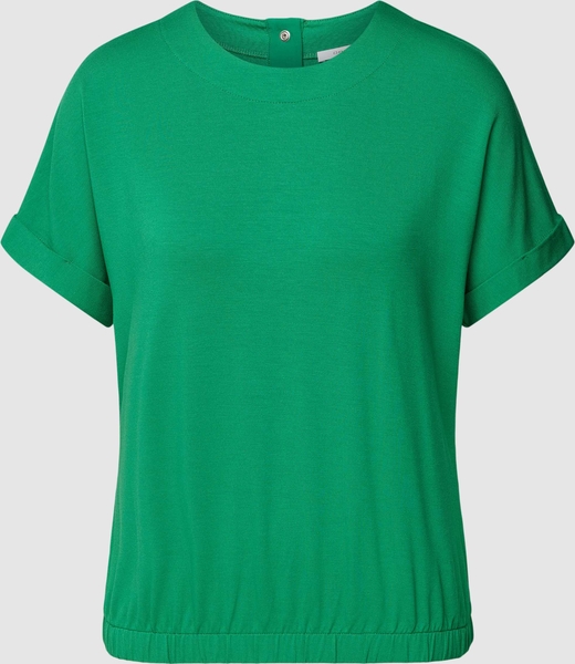 Zielony t-shirt Opus z okrągłym dekoltem z krótkim rękawem w stylu casual