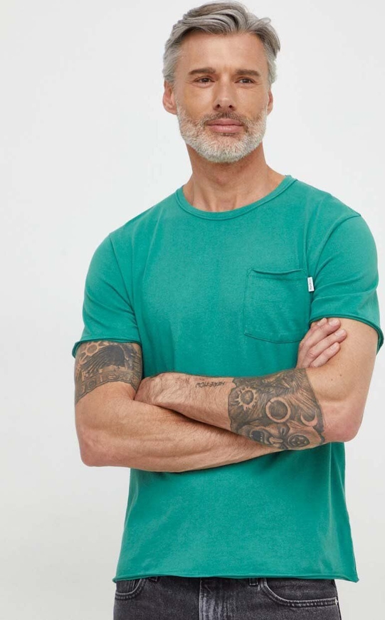 Zielony t-shirt Pepe Jeans z bawełny z krótkim rękawem