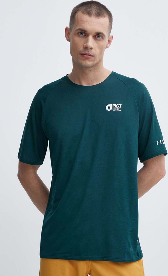 Zielony t-shirt Picture z krótkim rękawem w sportowym stylu