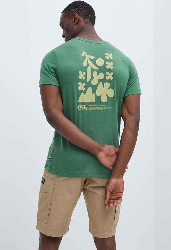 Zielony t-shirt Picture z nadrukiem w młodzieżowym stylu