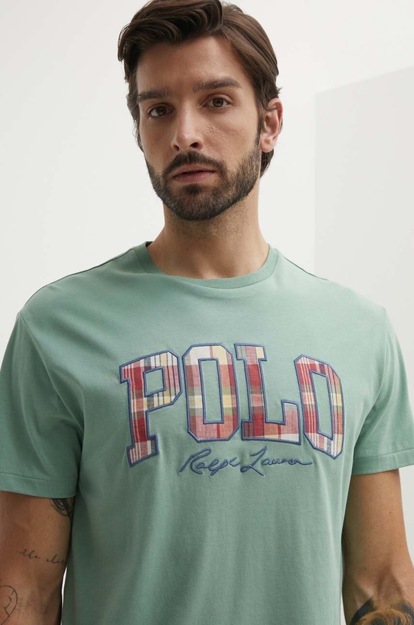 Zielony t-shirt POLO RALPH LAUREN z bawełny w młodzieżowym stylu z krótkim rękawem