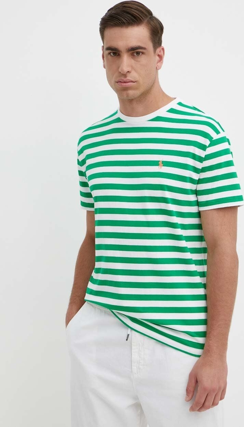 Zielony t-shirt POLO RALPH LAUREN z bawełny z krótkim rękawem