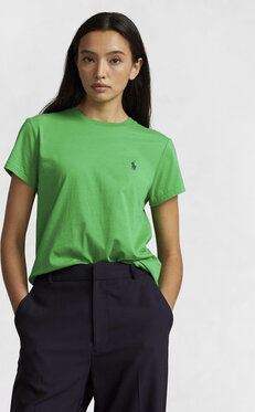 Zielony t-shirt POLO RALPH LAUREN z krótkim rękawem z okrągłym dekoltem