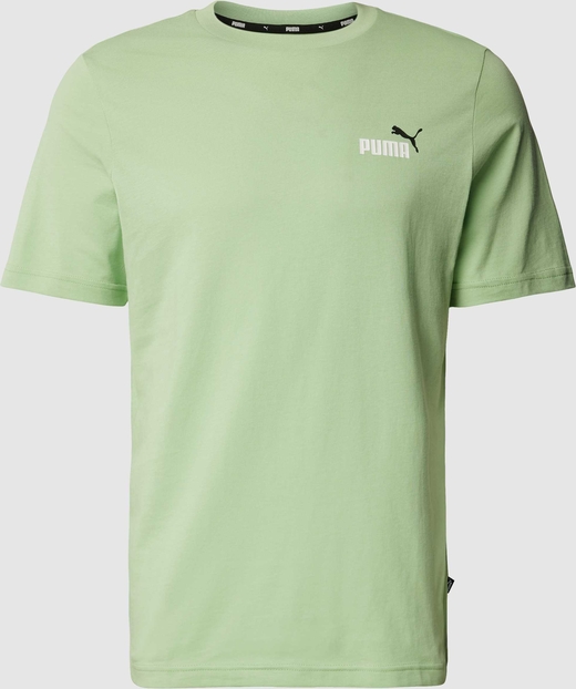 Zielony t-shirt Puma w sportowym stylu z nadrukiem z krótkim rękawem