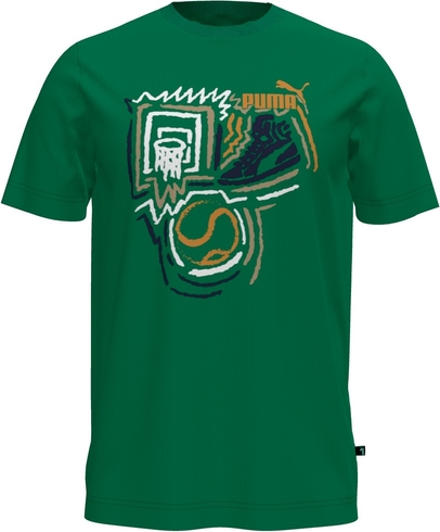 Zielony t-shirt Puma z nadrukiem