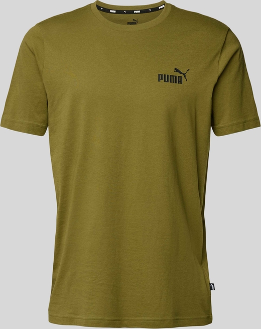 Zielony t-shirt Puma z nadrukiem z bawełny z krótkim rękawem