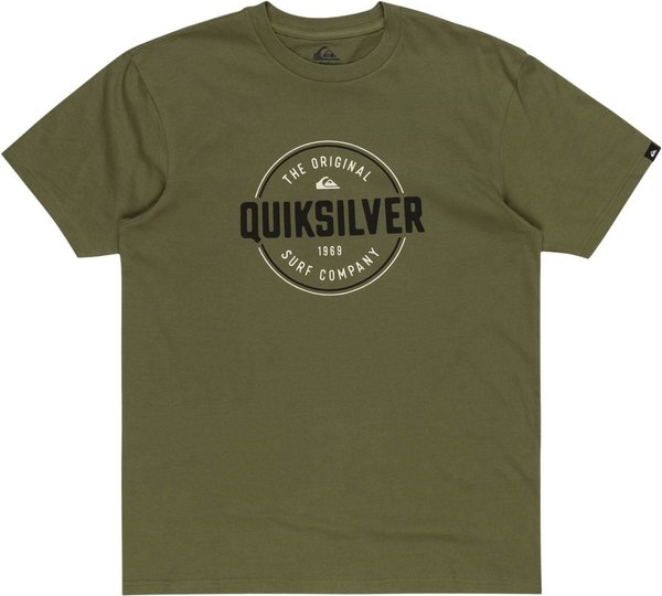 Zielony t-shirt Quiksilver w młodzieżowym stylu z krótkim rękawem