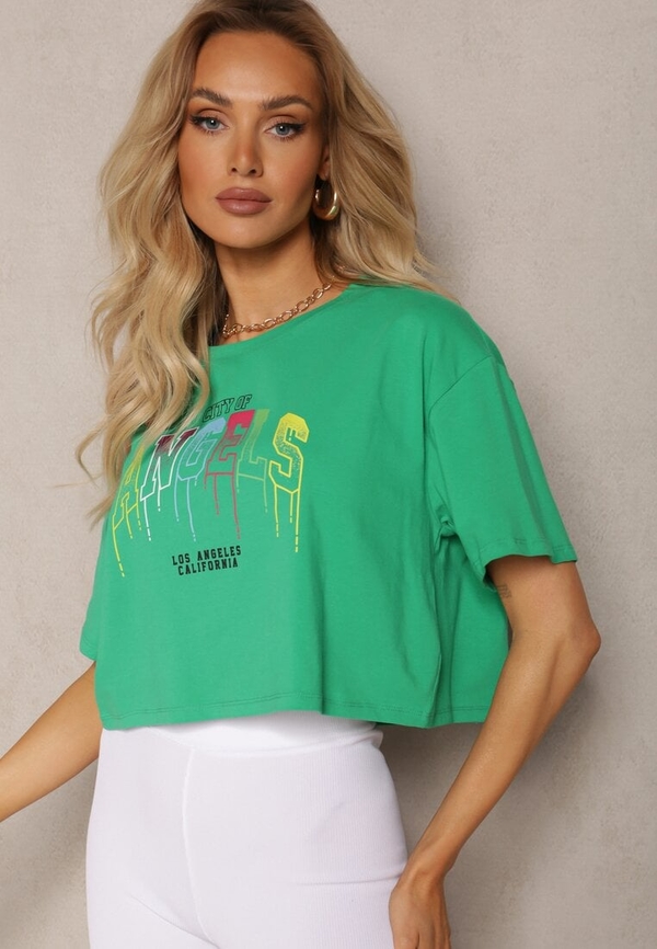 Zielony t-shirt Renee z bawełny