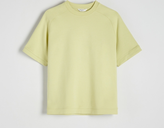 Zielony t-shirt Reserved z bawełny z krótkim rękawem