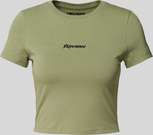 Zielony t-shirt Review z krótkim rękawem w młodzieżowym stylu