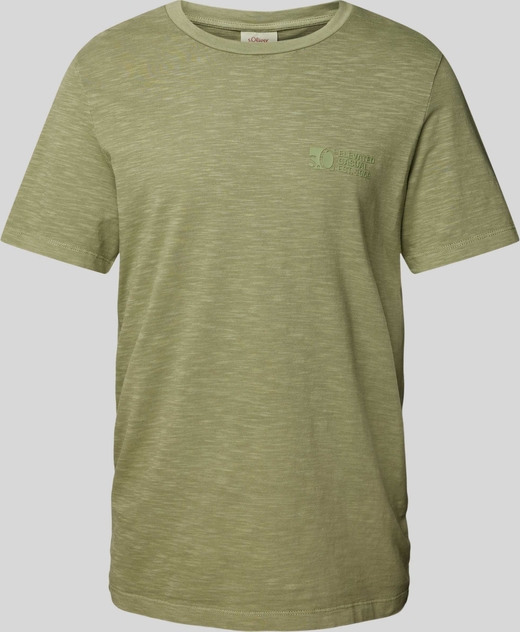 Zielony t-shirt S.Oliver w stylu casual z krótkim rękawem z bawełny
