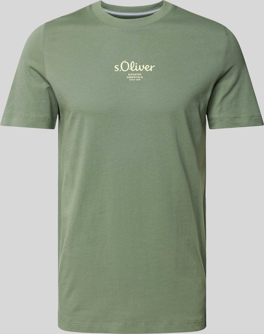 Zielony t-shirt S.Oliver w stylu casual z nadrukiem z bawełny