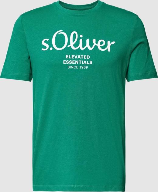 Zielony t-shirt S.Oliver z bawełny z nadrukiem