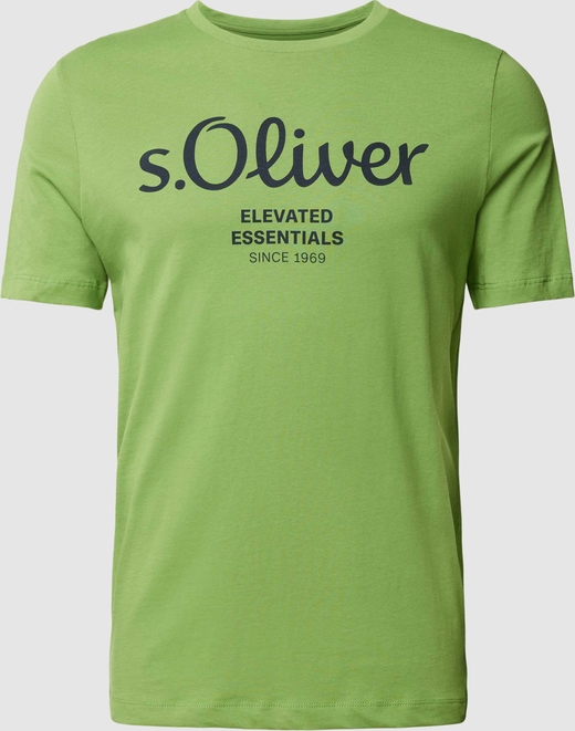 Zielony t-shirt S.Oliver z nadrukiem z bawełny w młodzieżowym stylu