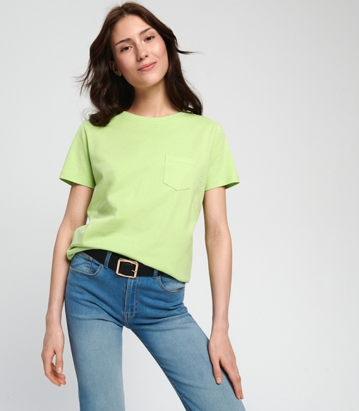 Zielony t-shirt Sinsay z bawełny w stylu casual