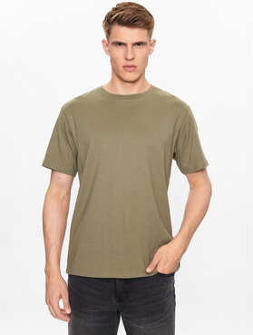 Zielony t-shirt Solid w stylu casual z krótkim rękawem