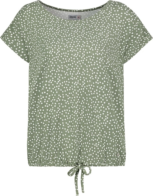 Zielony t-shirt SUBLEVEL z okrągłym dekoltem w stylu casual